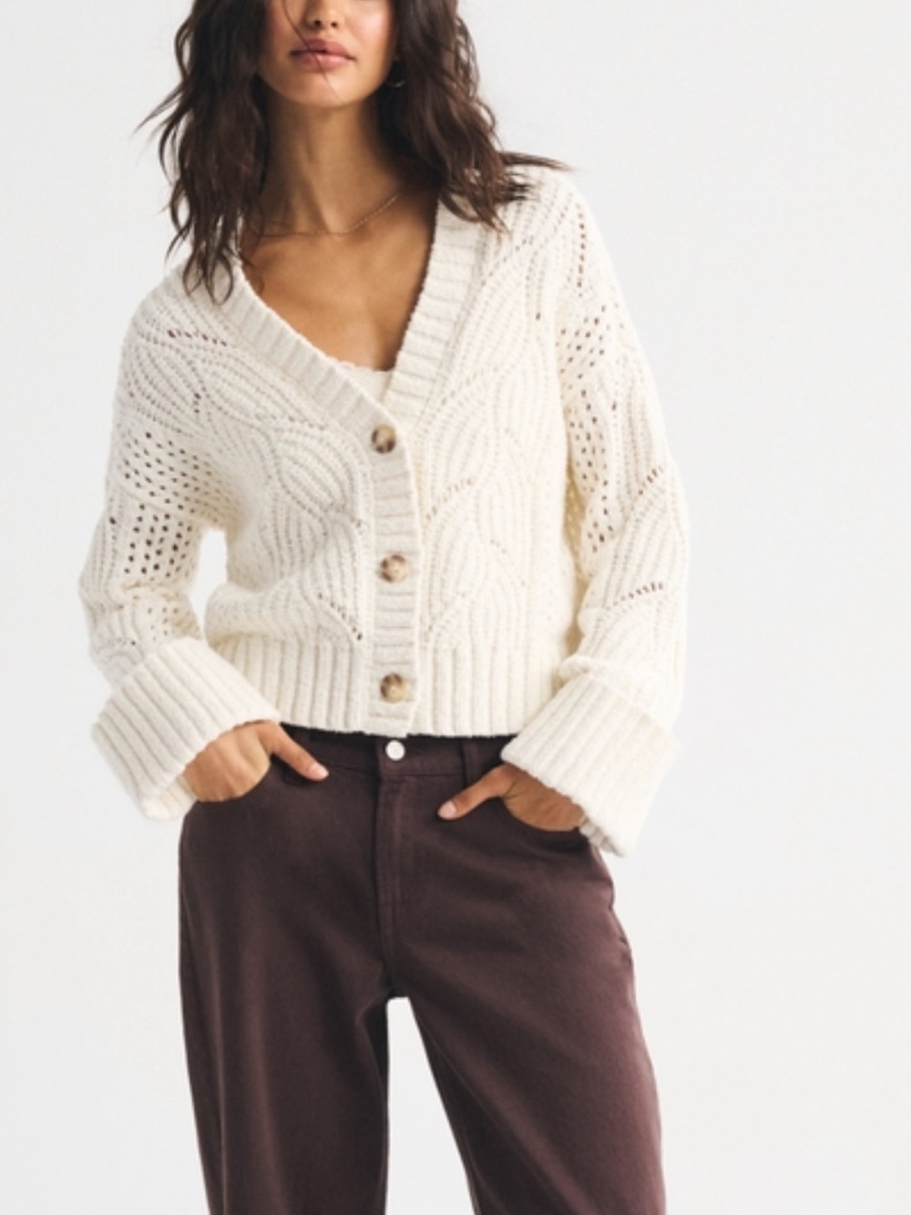Women's Abercrombie & Fitch Red Cable-knit Cardigan - Size XSmall - Picture 7 of 7